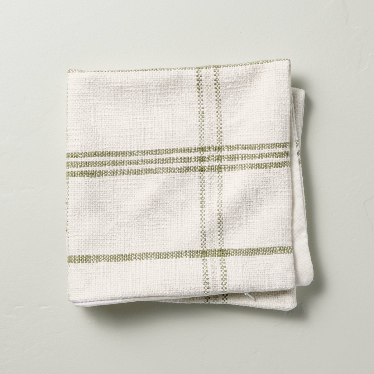 18"x18" Tri-Stripe Plaid Decorative Pillow Cover Light Green/Cream - Hearth & Hand™ with Magnol... | Target