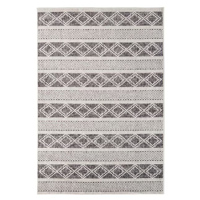 allen + roth with STAINMASTER Iris 5 X 7 (ft) Gray Indoor/Outdoor Geometric Area Rug | Lowe's