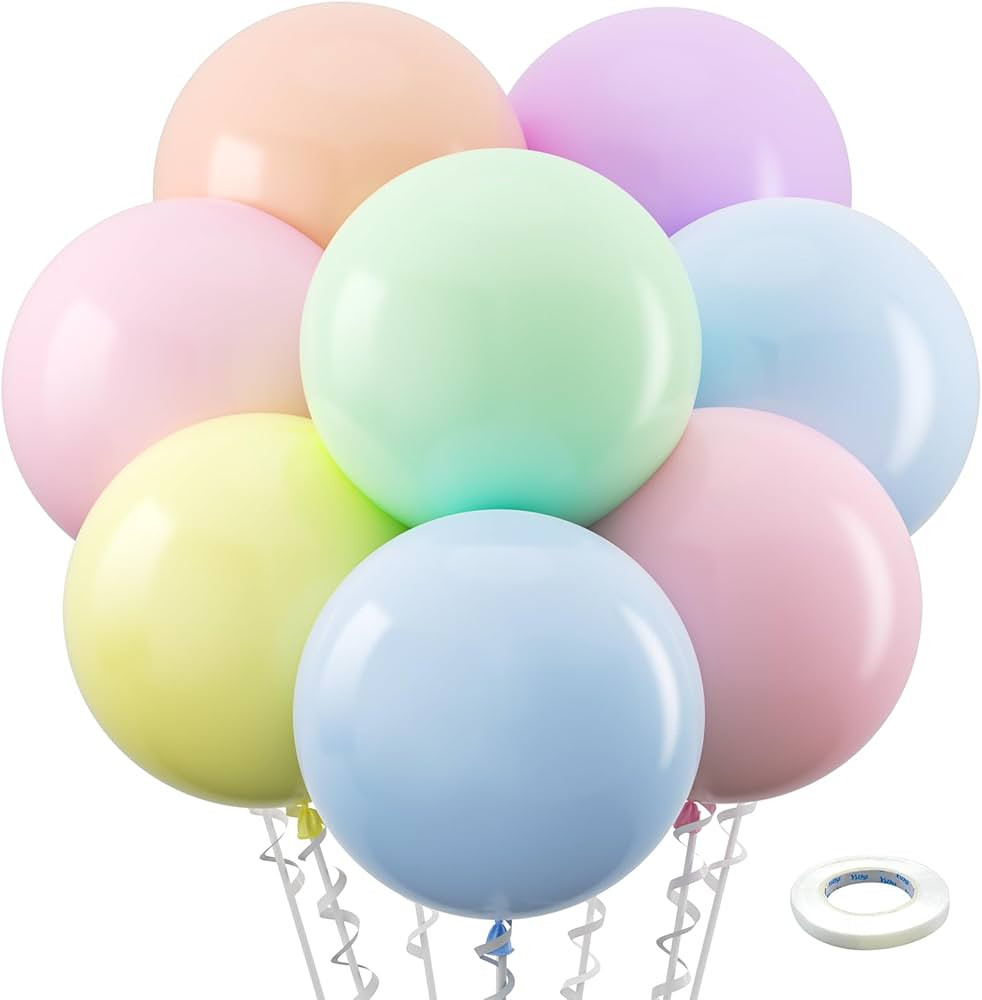 Bezente Pastel Balloons Latex Party Balloons 36 Inch - 8 Pack Jumbo Spring Macaron Balloons Large... | Amazon (US)