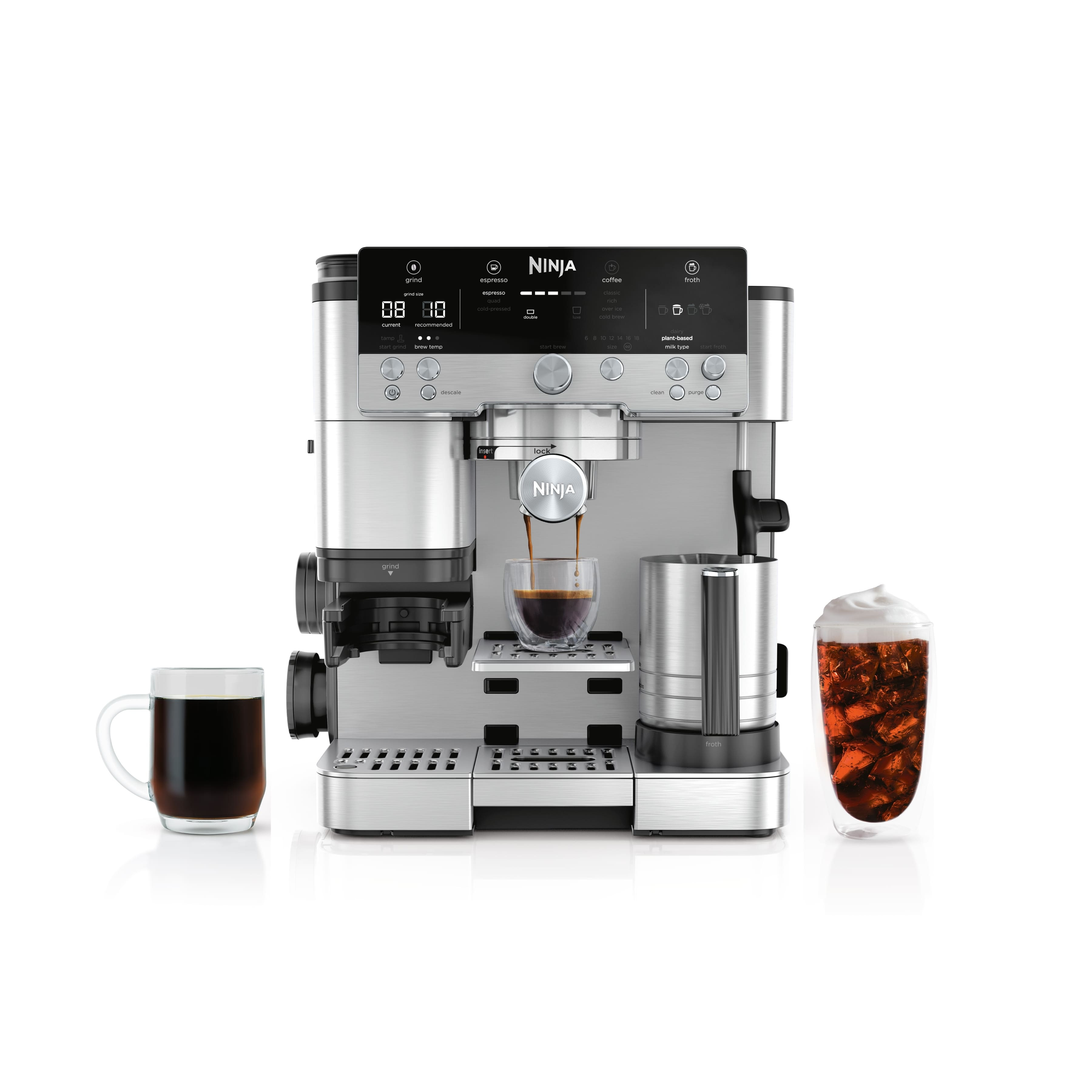 Ninja - Luxe Café Premier Series 3-in-1 Espresso, Coffee, and Cold Brew Machine with Grinder and Scale, and Hands-Free Frother - Stainless Steel | Best Buy U.S.