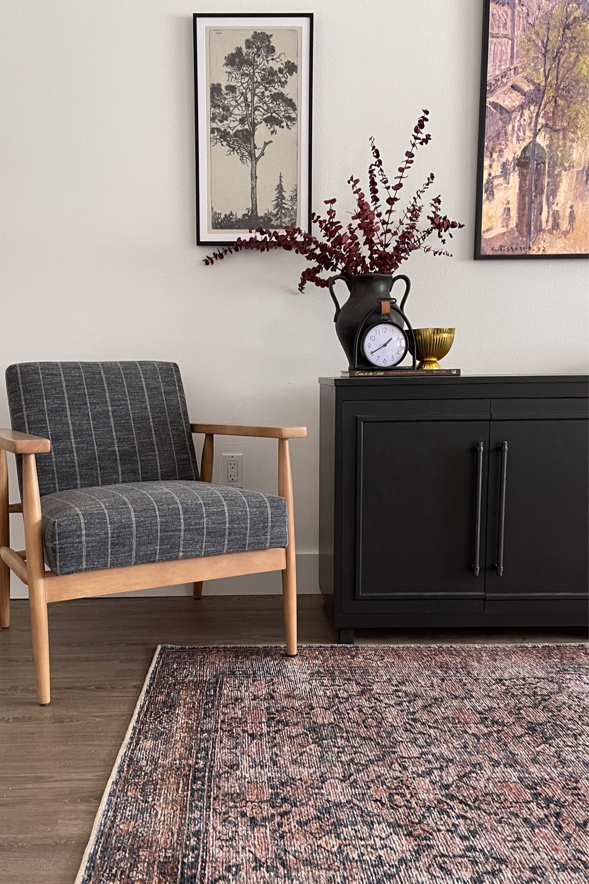 Living room decor, accent chair, tv consol table, stems, vase, art and more! 

#LTKhome