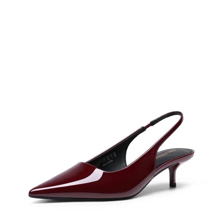 DREAM PAIRS Women's Kitten Heels Slingback Low Closed Toe Comfortable Pumps Pointed Toe Wedding P... | Walmart (US)