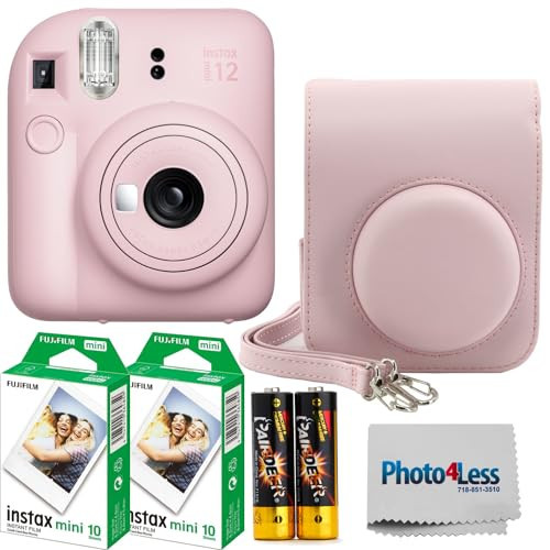 Fujifilm Instax Mini 12 Instant Film Camera Blossom Pink, Fujifilm Instax Mini Twin Pack Instant Film 20 Prints, Prtotective Case, Gift Bundle | Amazon (US)