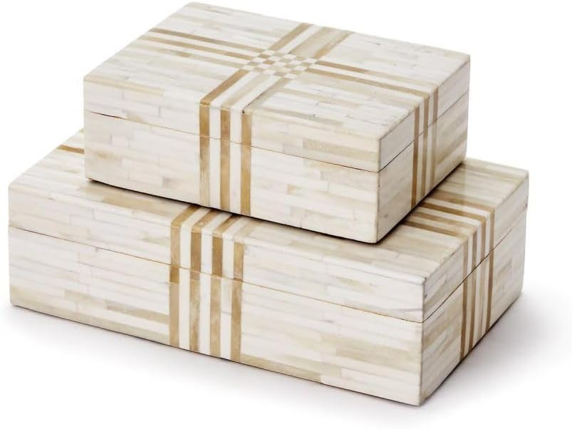 Two's Company Monaco Set of 2 Covered Box - Bone/MDF | Amazon (US)
