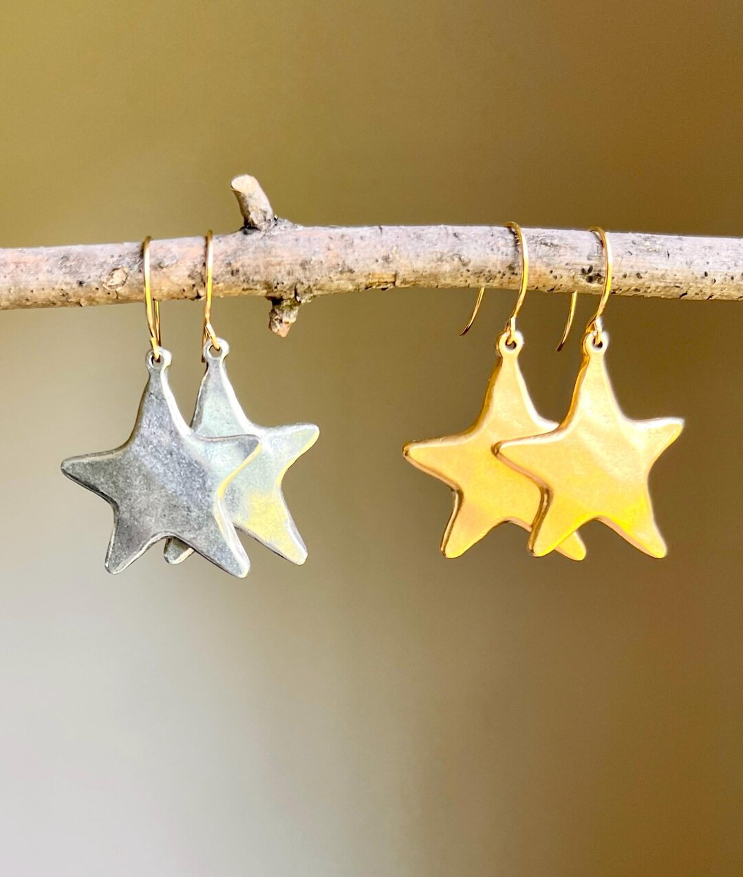 Star Earrings Gold or Silver - Etsy | Etsy (US)