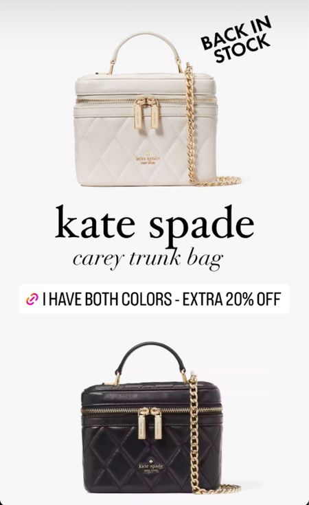 The cutest and chicest trunk bag is back in stock at Kate Spade, I have the black and I just ordered the white ! So glad both are back in stock and on sale! 

#LTKitbag #LTKsalealert