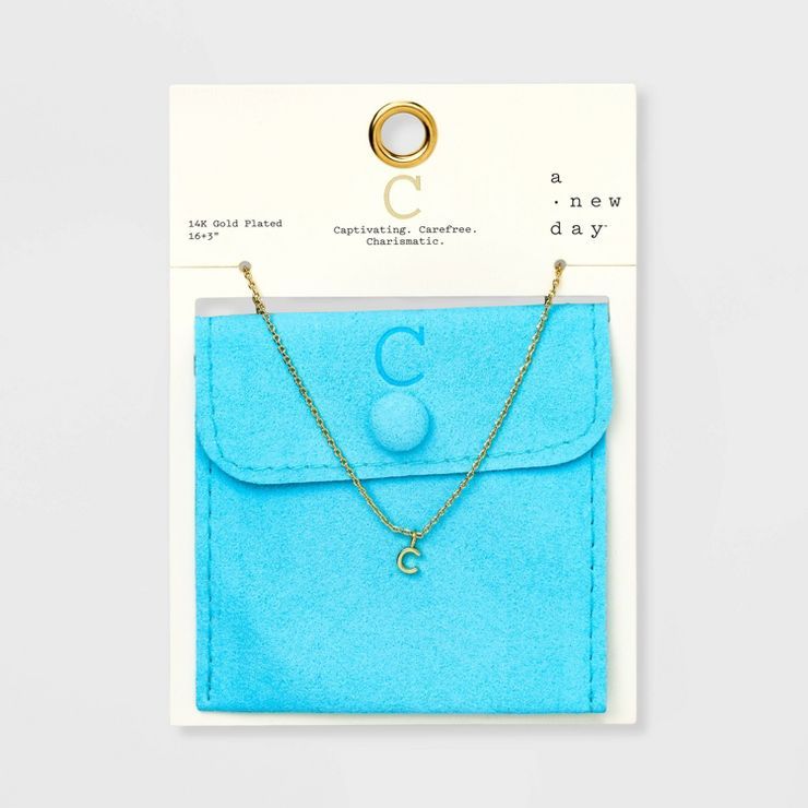 14K Gold Plated Initial Pendant Necklace - A New Day™ | Target