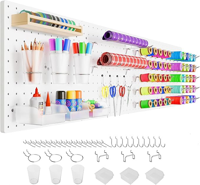 FZK Peg Board,36pcs Pegboard Kit, Includes 4 White Pegboard and Accessories,Plastic Peg Board,wit... | Amazon (US)