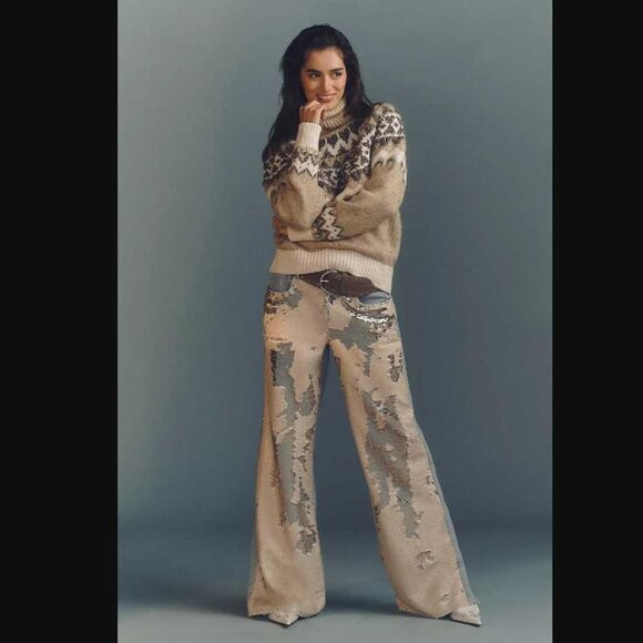 New 26 Anthropologie x Pilcro Sequin high-rise wide-leg skater jeans | Poshmark