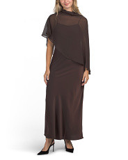 Draped Cape Satin Gown | Formal Dresses | Marshalls | Marshalls