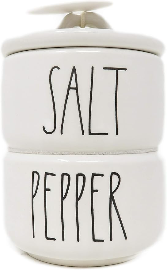 Rae Dunn By Magenta 2 Piece SALT & PEPPER Stacking Ceramic LL Salt & Pepper Cellars Set | Amazon (US)