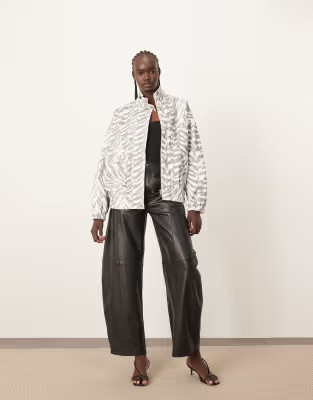 ARRANGE denim bomber jacket with seam detail in tiger print | ASOS (Global)