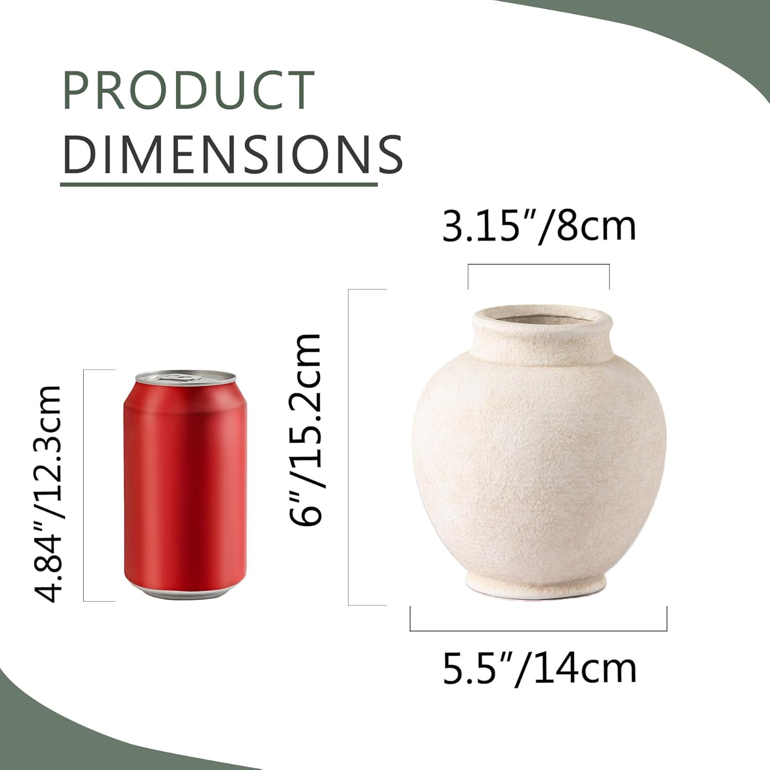 Ceramic Rustic Farmhouse Vase, 6 Inch White Small Flower Vase Decorative Vase Short Pottery Vases... | Amazon (US)