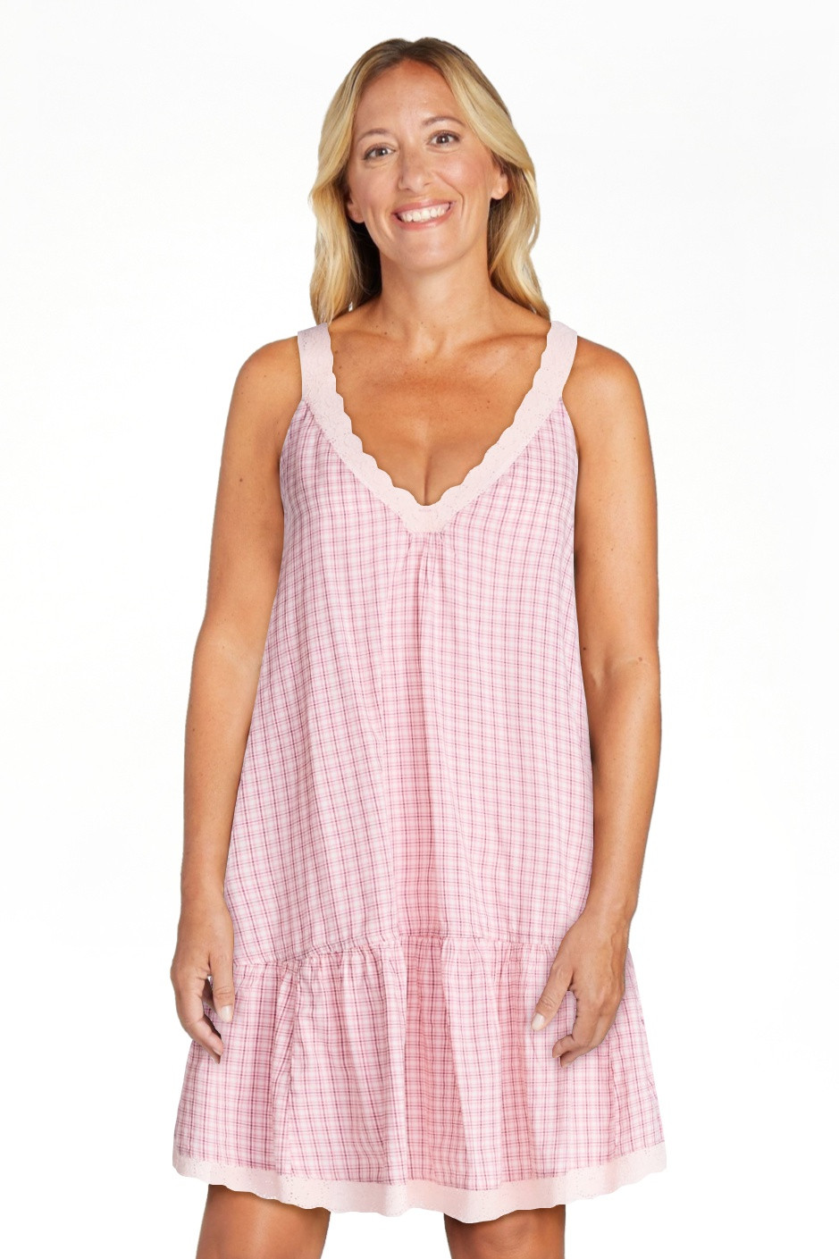Joyspun Women’s V Neck Woven Sleep Chemise, Sizes XS-3X | Walmart (US)