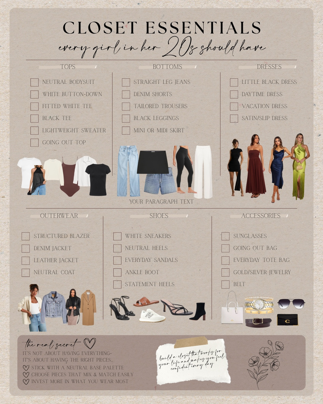 Your 20s capsule closet starts here🤍
These are the ride-or-die pieces that I would reach for on repeat—think effortless, elevated, and easy to style for literally anything on your calendar.

From the perfect white button down to staple denim and a got-with-everything heel…these are the pieces that make getting dressed feel simple (but still put together).

Everything is linked to help you build a closet you actually wear—not just one that looks cute on hangers. 

#ltkstyle #ltkfjnds #closetessentials #everydaystyle

#LTKootd #LTKgrwm