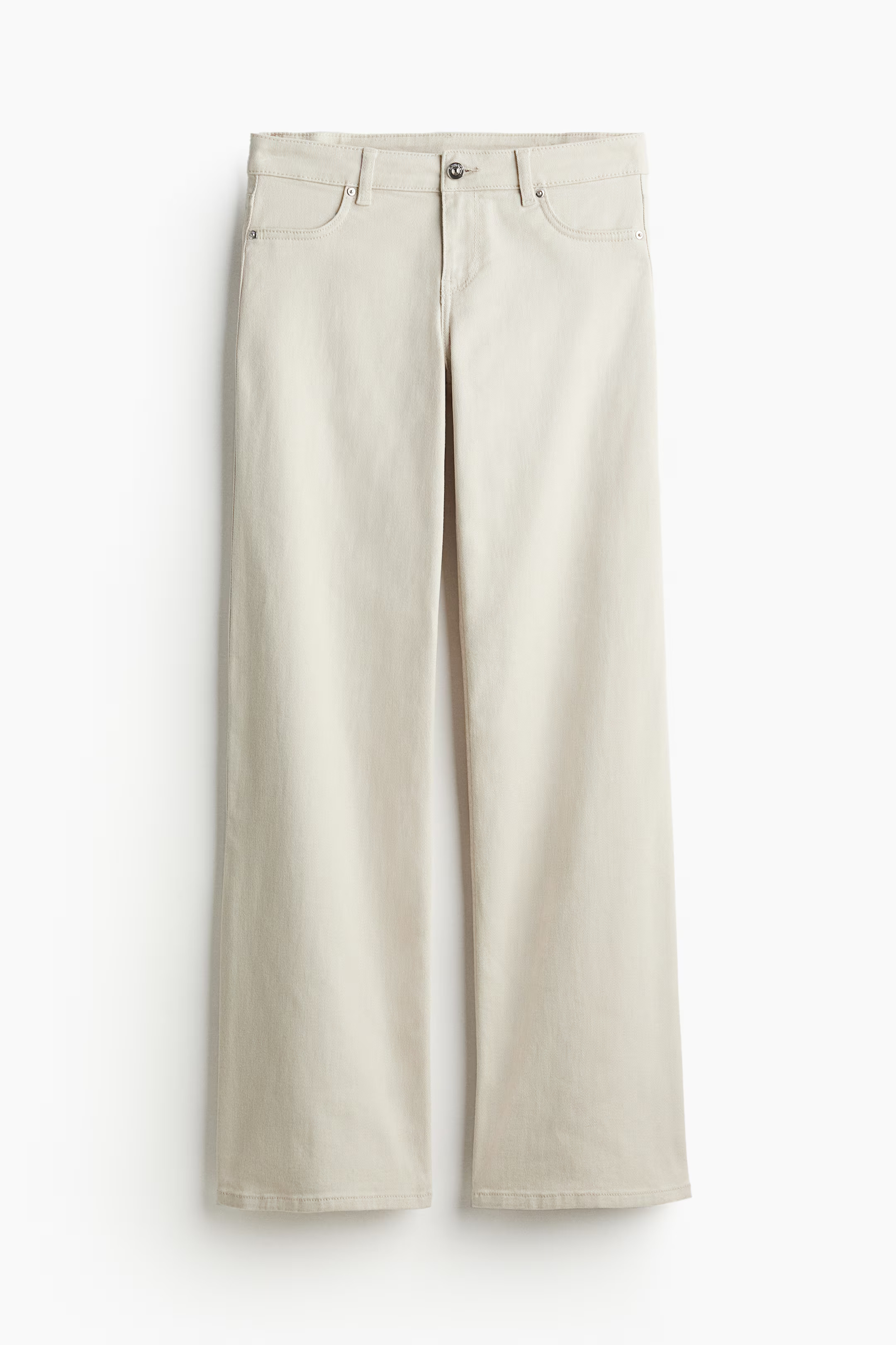Pantalón de sarga de talle bajo - Talle bajo - Largo - Beige claro - MUJER | H&M ES | H&M (FR, IT, ES, PT, BE)