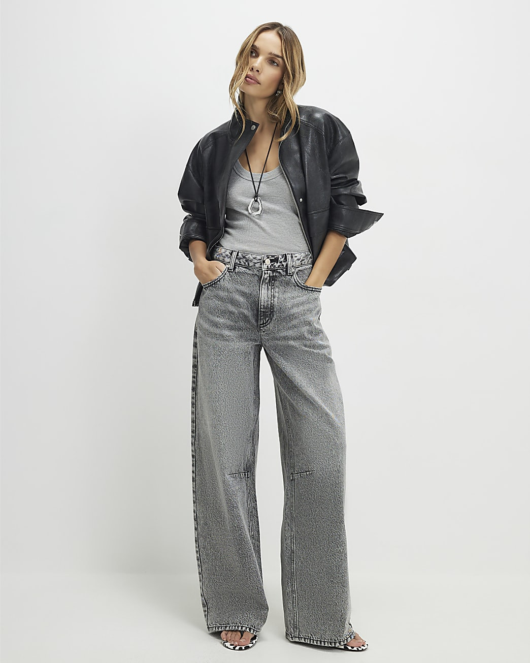 Grey Classic Barrel Jeans | River Island UK & IE