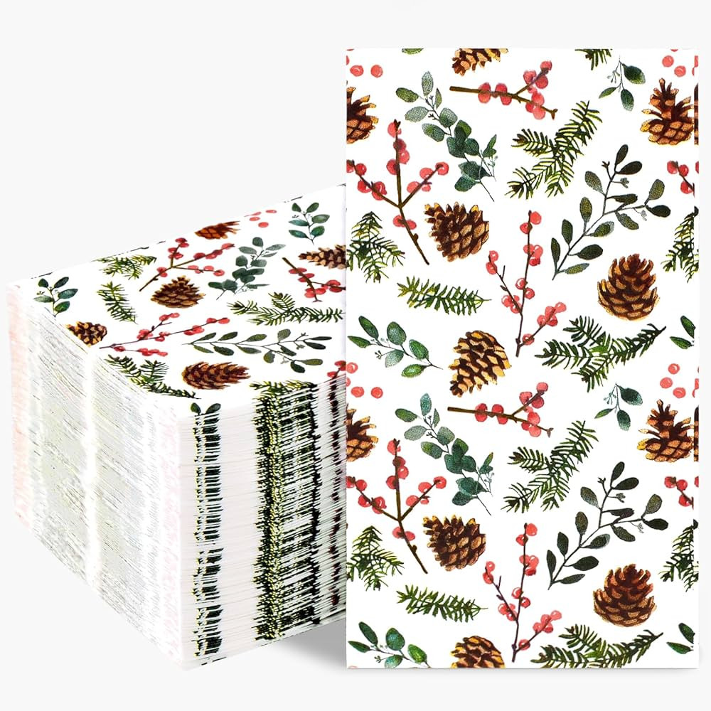 Homlouue Christmas Napkins, Pinecone Berry Napkins, Christmas Napkins Disposable for Christmas Pa... | Amazon (US)