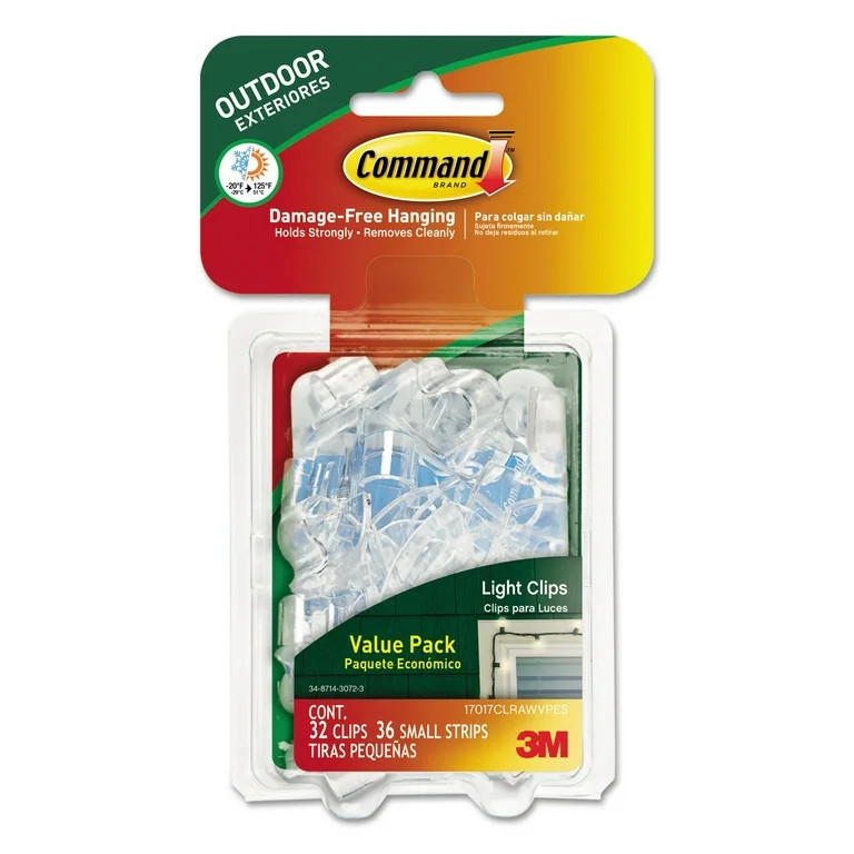 Command All Weather Hooks and Strips, Plastic, Small, 32 Clips & 36 Strips/Pack | Walmart (US)