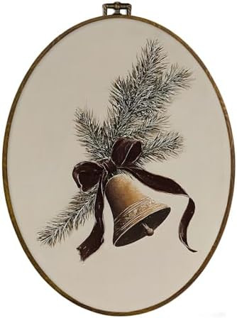 dvhdajed Vintage Moody Christmas Bell Oval Wall Art Decor, Retro Neutral Christmas Framed Canvas ... | Amazon (US)