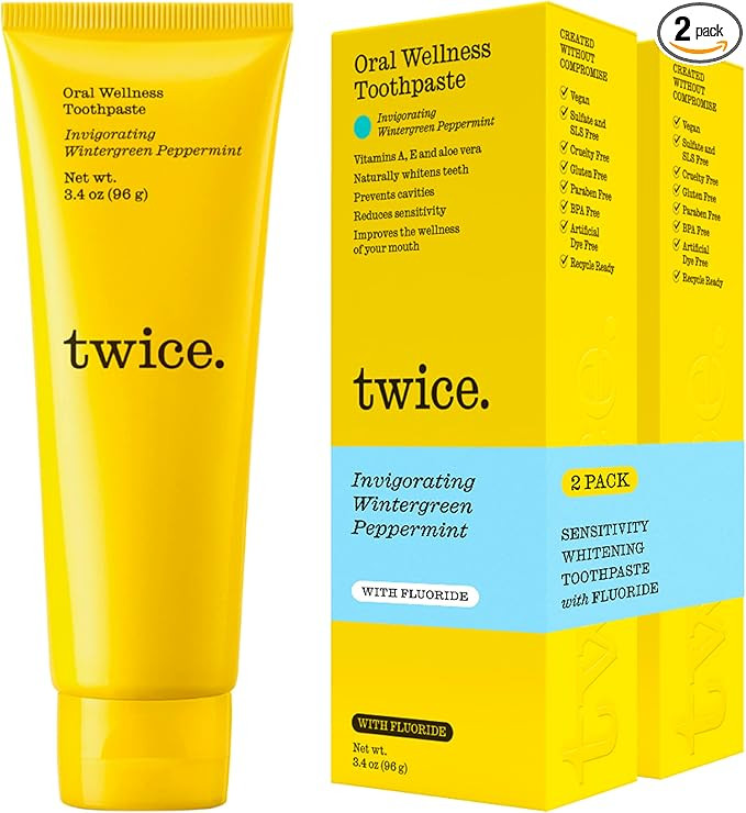 Twice Toothpaste - Sensitive Teeth Whitening Toothpaste - SLS Free Toothpaste with Fluoride and C... | Amazon (US)