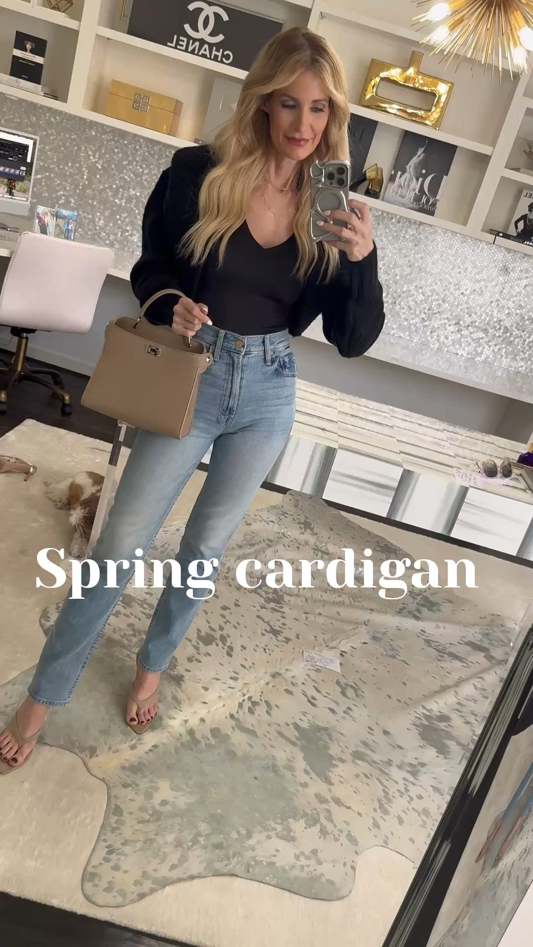 This cropped black cardigan is the most flattering layering piece for spring outfits 🙌 Soft, slightly shrunken, and perfectly paired with Mother Rider jeans and nude accessories for an effortless polished look. I’m wearing an XS in the cardigan and 24 in the jeans, and both fit TTS.  

 

#LTKdayinmylife #LTKootd #LTKOver40