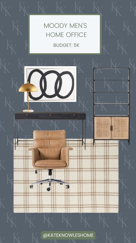 Mens office, home office, moody office, leather, plaid rug, office chair, mcgee and co, rattan bookshelf 


 #competition

#LTKhome #LTKFind