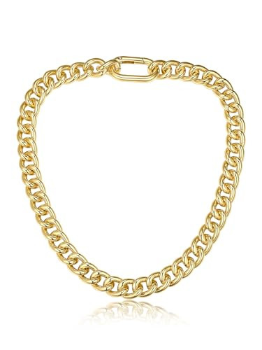 GoldChic JEWELRY Chunky Gold Necklace For Women,Cuban Link Chain Necklace,14K Gold Plated Necklace Chain,Thick Trendy Hip Hop Cuban Chain Jewelry Gifts,Non Tarnish Curb Chain, Width 13MM,18" Inch | Amazon (US)
