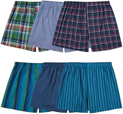 Fruit of the Loom Men's Tag Free Woven Boxer Shorts, Relaxed Fit, Moisture Wicking, Assorted Colo... | Amazon (US)