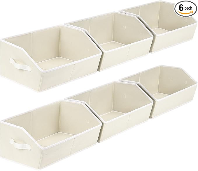 Organizer Bins Cube Storage - Trapezoid Storage Bin 6 Pack, Fabric Baskets for Organizing, Large ... | Amazon (US)