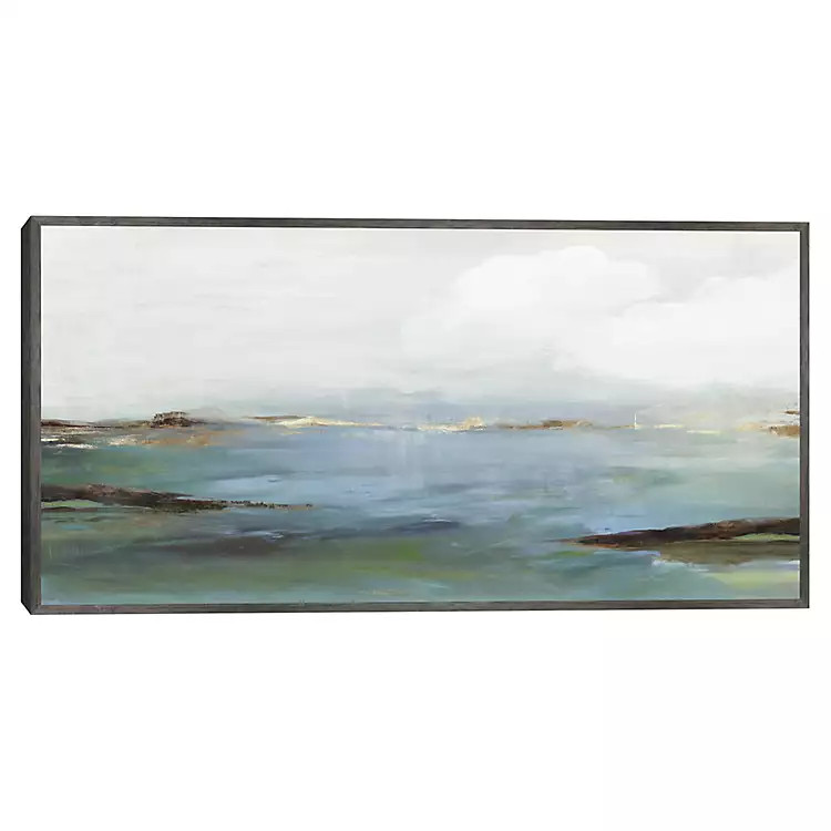 New! Serene Blue Shore Framed Canvas Art Print | Kirklands