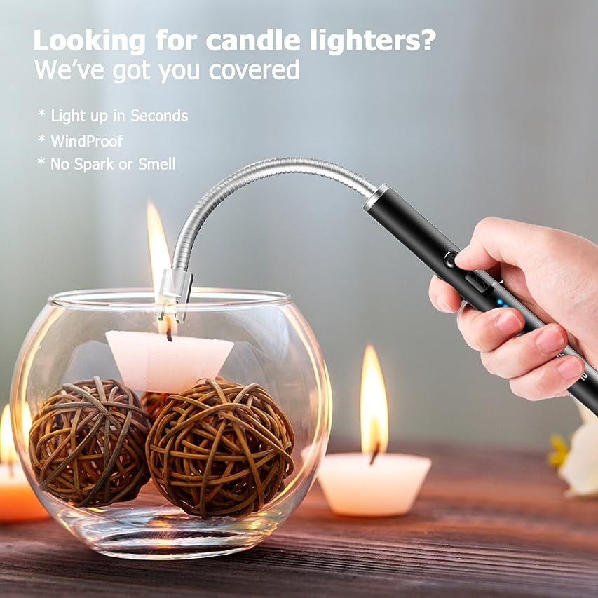 Candle Lighter, haino Rechargeable Electric Arc Lighter with 360° Flexible Neck LED Battery Disp... | Amazon (US)