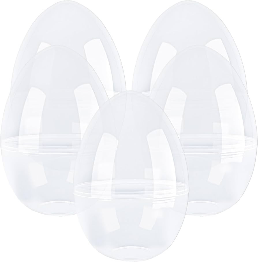 5 Pcs 12 Inch Giant Plastic Easter Egg Clear Empty Oversize Easter Egg Jumbo Plastic Eggs for Eas... | Amazon (US)