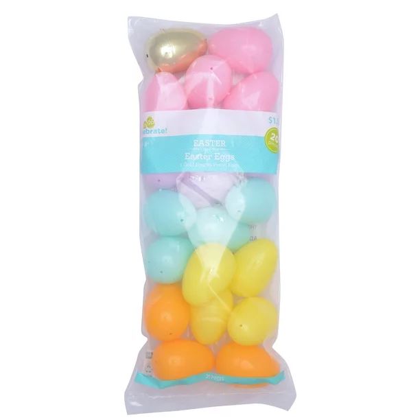 Way to Celebrate Easter Pastel and Gold Plastic Easter Eggs, 20 Count | Walmart (US)