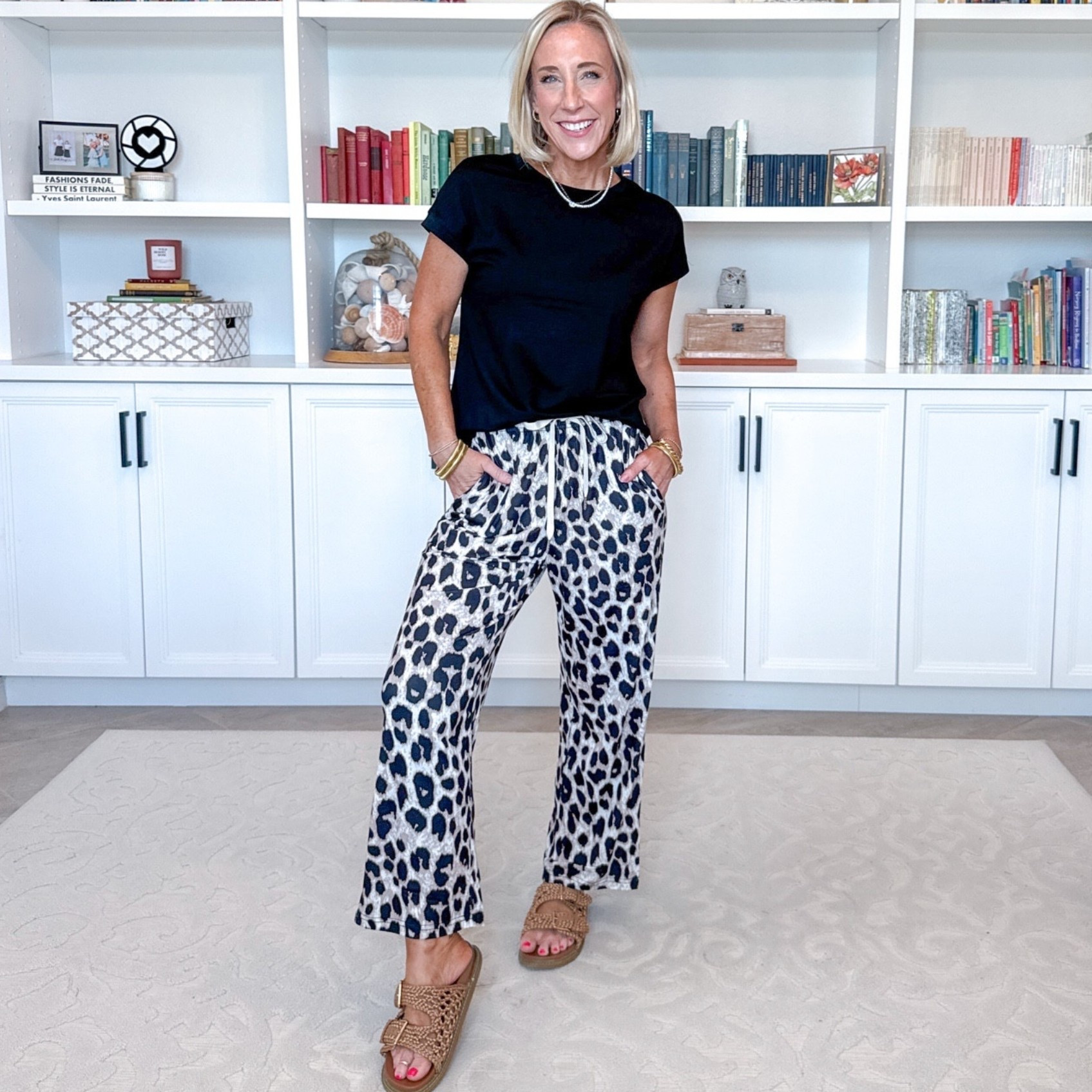 Amazon - fun 2-piece sets. Short Sleeve & Wide Leg Pants Two Piece Set (Black Leopard) - size small. 11 colors. 

 

#LTKTravel #LTKOver40 #LTKSeasonal