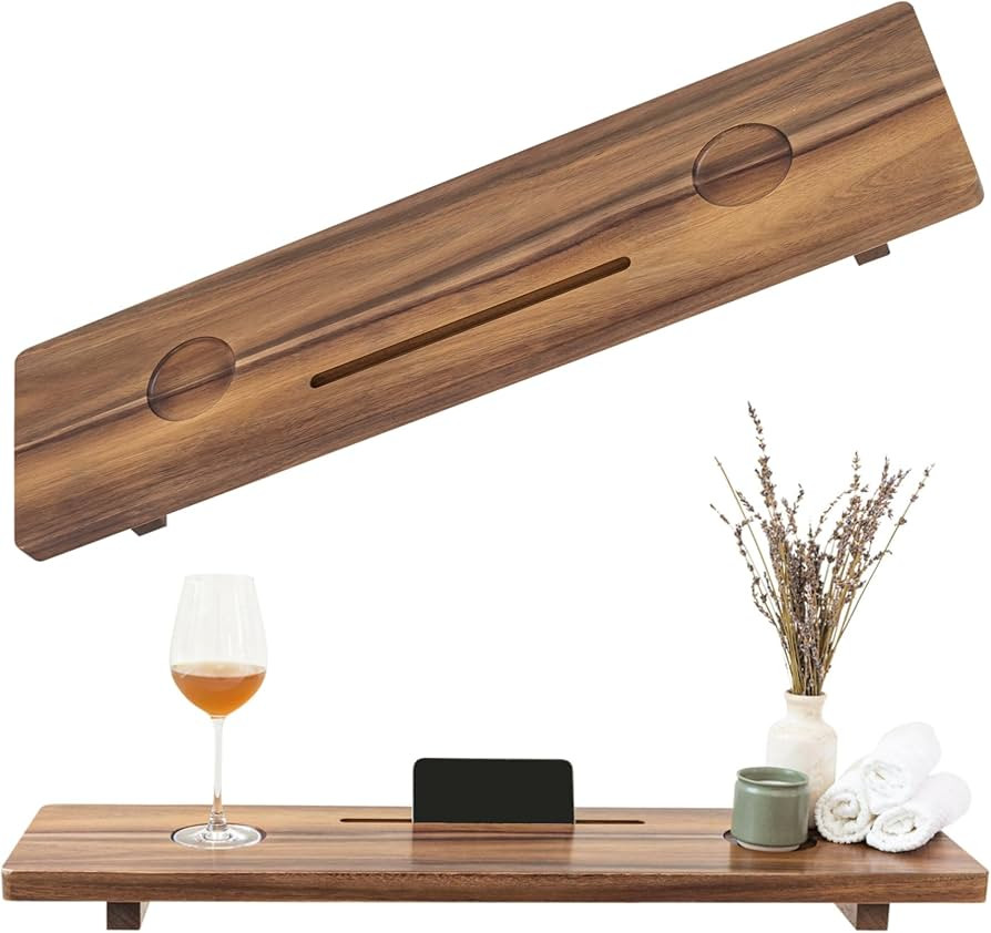 Premium Bathtub Tray Table | Solid Acacia Wood, Large Bath Tray for tub, Non-Toxic Finish, Anti-t... | Amazon (US)