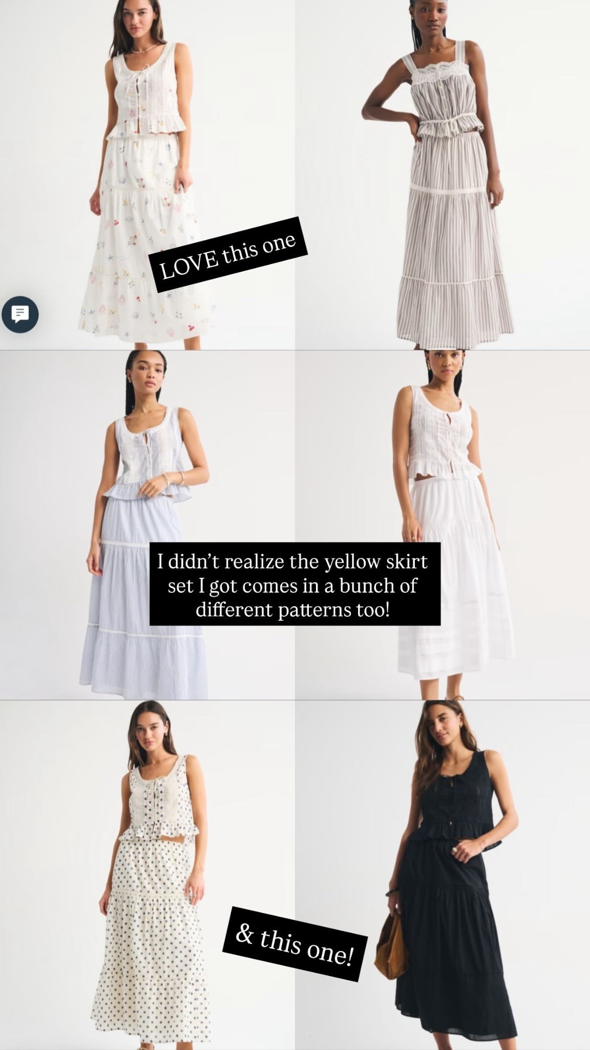 I didn’t realize the yellow skirt set I got comes in a bunch of different patterns too! LOVE this one & this one!