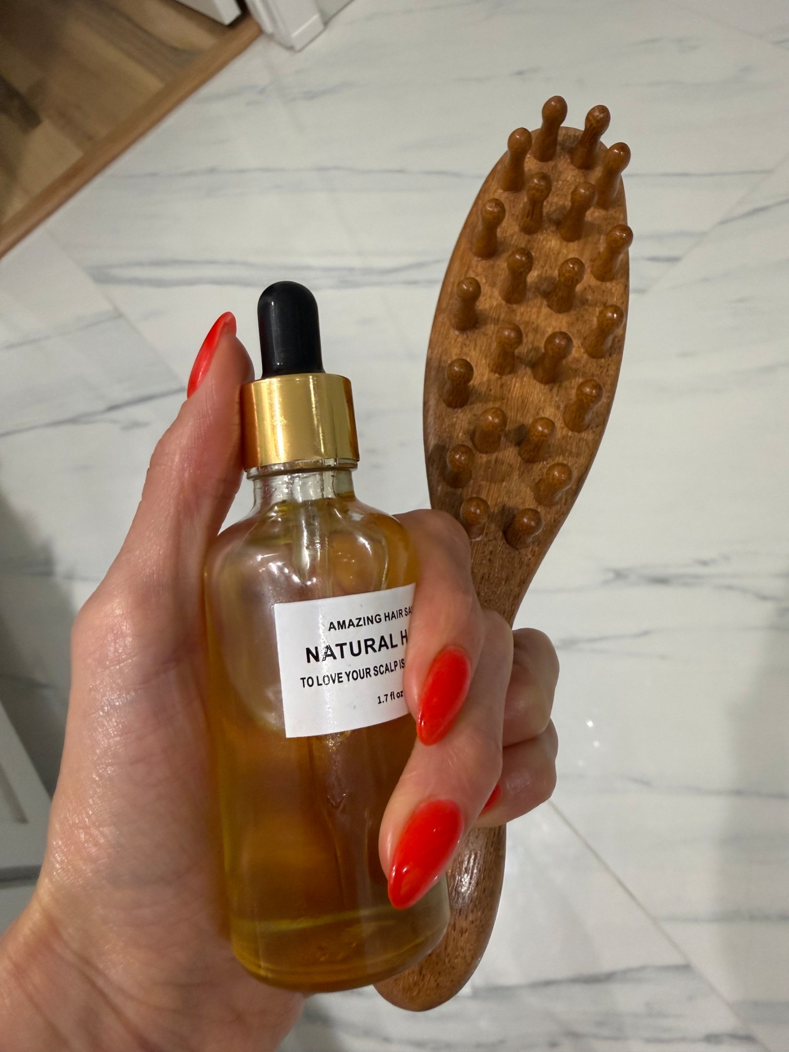 Linking my wood brush for scalp massage before applying hair oil 

#LTKBeauty