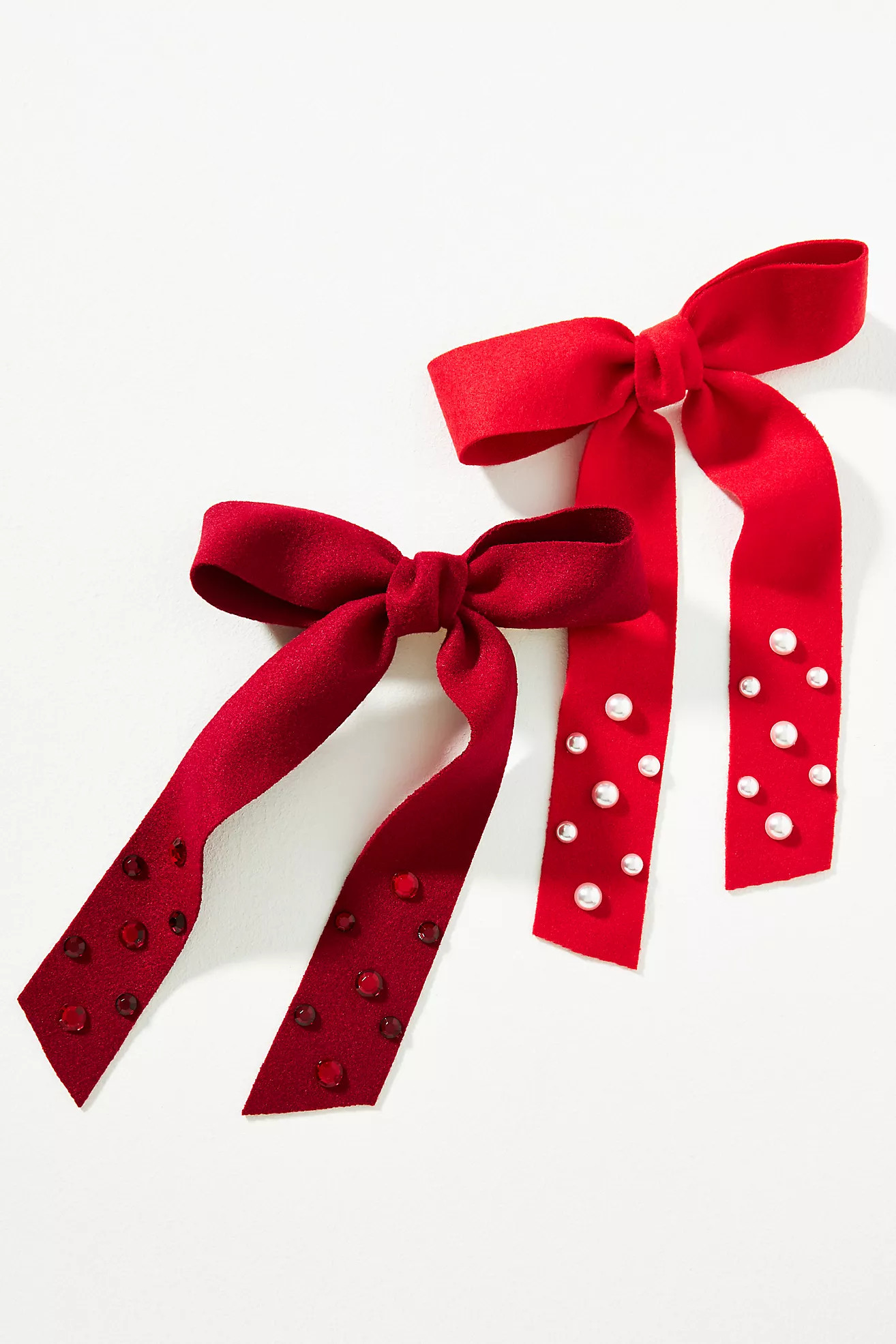 Embellished Felt Hair Bows, Set of 2 | Anthropologie (US)