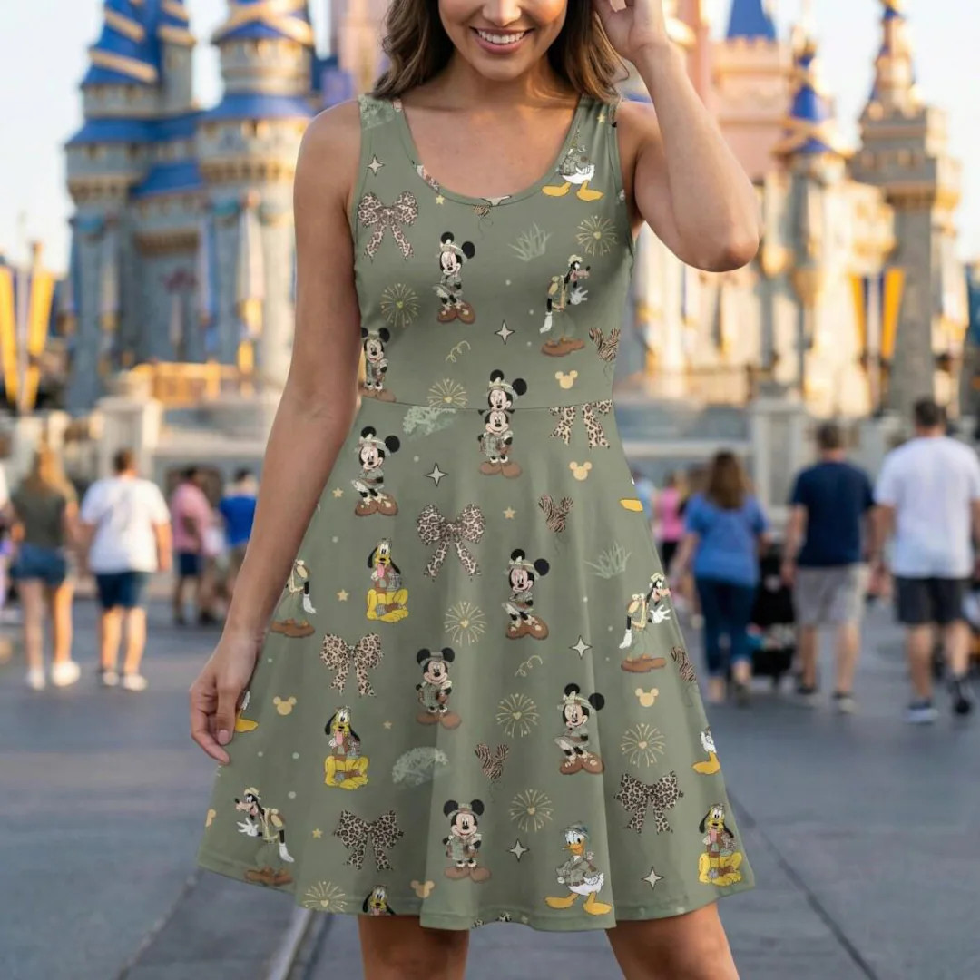 Vintage Mickey Minnie Animal Kingdom Skater Dress, Disney Mouse Women Dress, Cartoon Summer Dress... | Etsy (US)