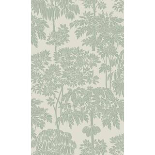 Green Tonal Trees Tropical Printed Non-Woven Paper Non Pasted Textured Wallpaper 57 sq. ft. | The Home Depot