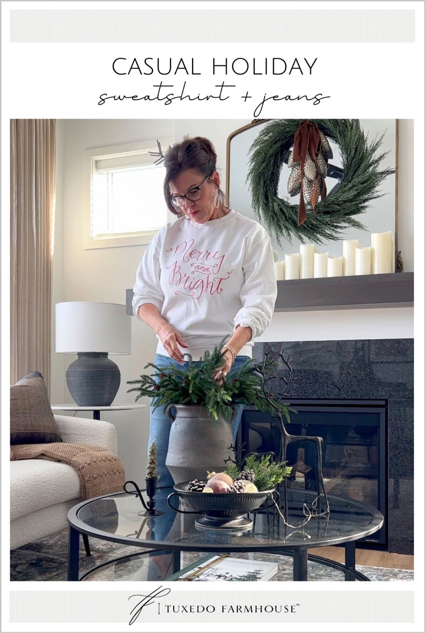 I love a holiday sweatshirt and comfy jeans when I’m Christmas decorating! Both so affordable. I’m wearing size M shirt and 6 jeans. Jeans run loose. 

#LTKSeasonal #LTKHoliday #LTKfindsunder50