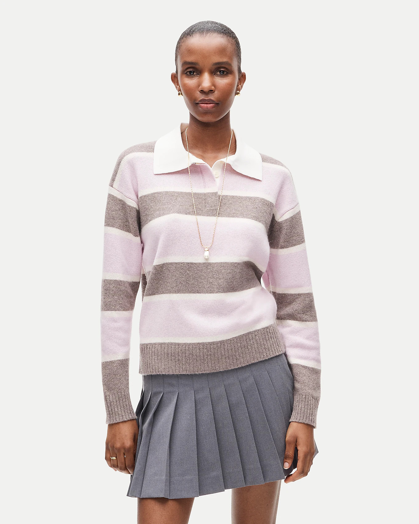 Relaxed sweater-polo in vintage wool stripe | J. Crew US