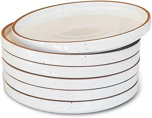 Amazon.com | Mora Ceramic Flat Plates Set of 6 - 8 in - The Dessert, Salad, Appetizer, Small Lunc... | Amazon (US)