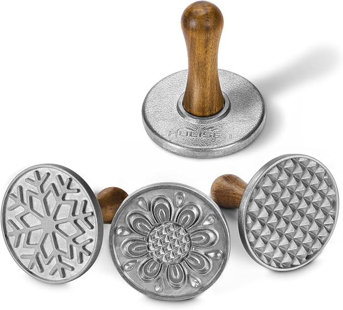 HULISEN Cookie Stamps Set of 4, Metal Cookie Press Mold with Wooden Handle, Decorating Supplies f... | Amazon (US)