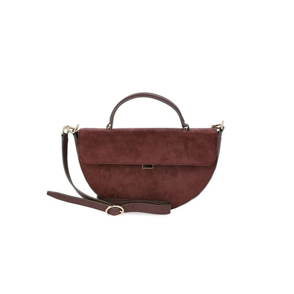Scoop Women's Faux Suede Half Moon Satchel Bag, Velvet Rose | Walmart (US)