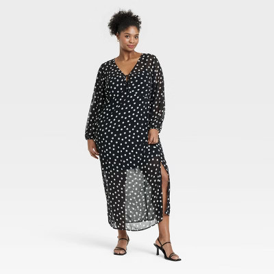 Women's Balloon Long Sleeve Maxi Shift Dress - Ava & Viv™ | Target