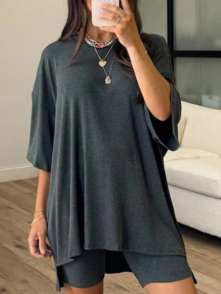 Novi Ribbed Tee + Shorts Set | Charcoal | +Plus Available | RESTOCK | Talulah