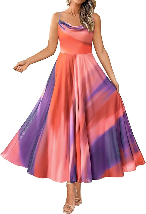 BTFBM Women Summer Floral Maxi Dresses Elegant Spaghetti Strap Dress Printed Party Dress Beach Lo... | Amazon (US)