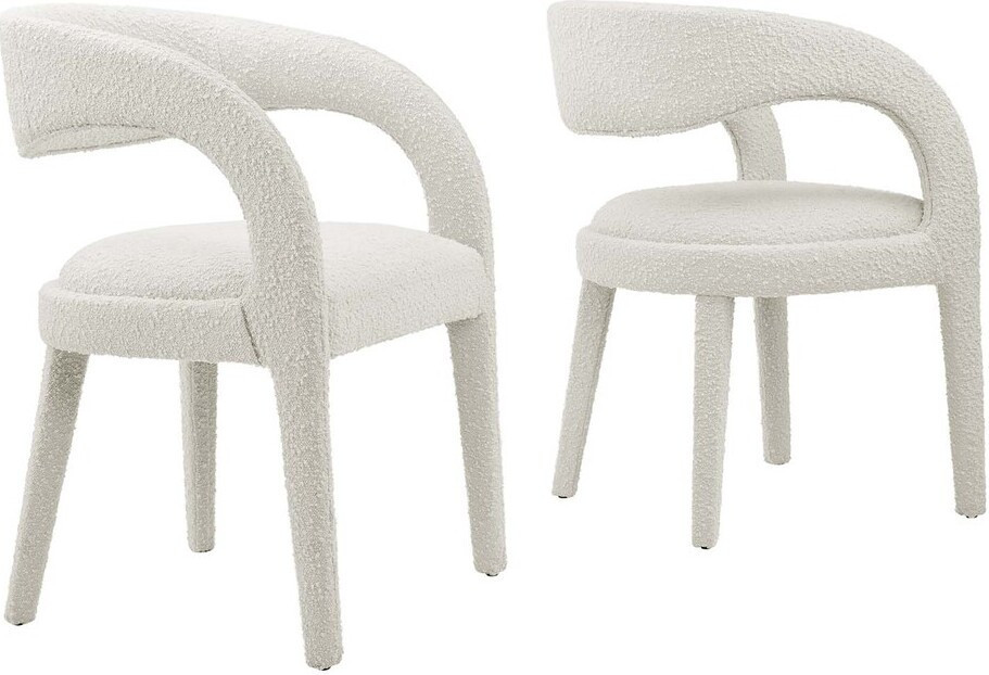 Pinnacle Boucle Upholstered Dining Chair Set of 2 In Ivory | 1stopbedrooms